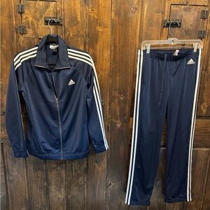 Adidas Dark Blue Jacket and Pants with White Label